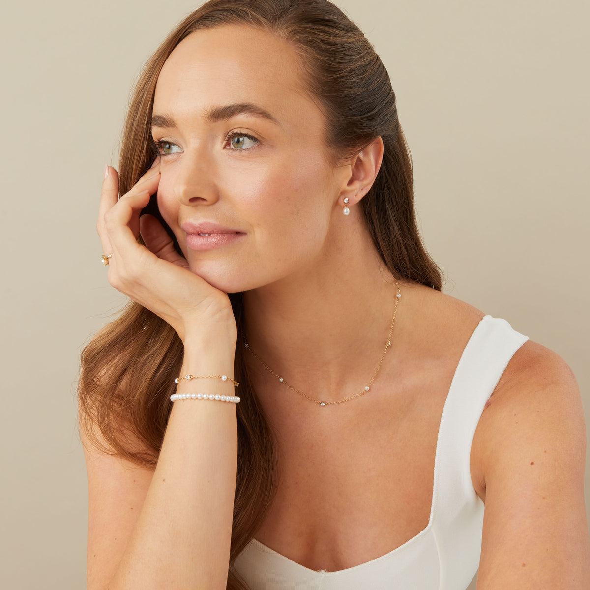 Mini Crystal Pearl Drop Earrings - Halley