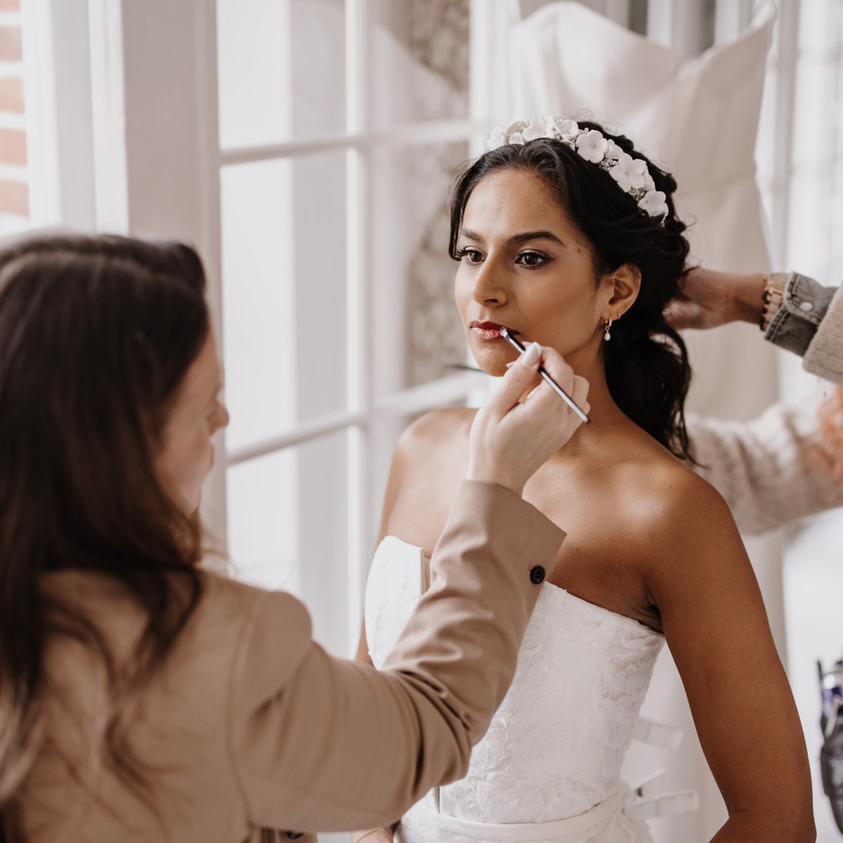 Mini Sia Pearl Hoop Bridal Earrings