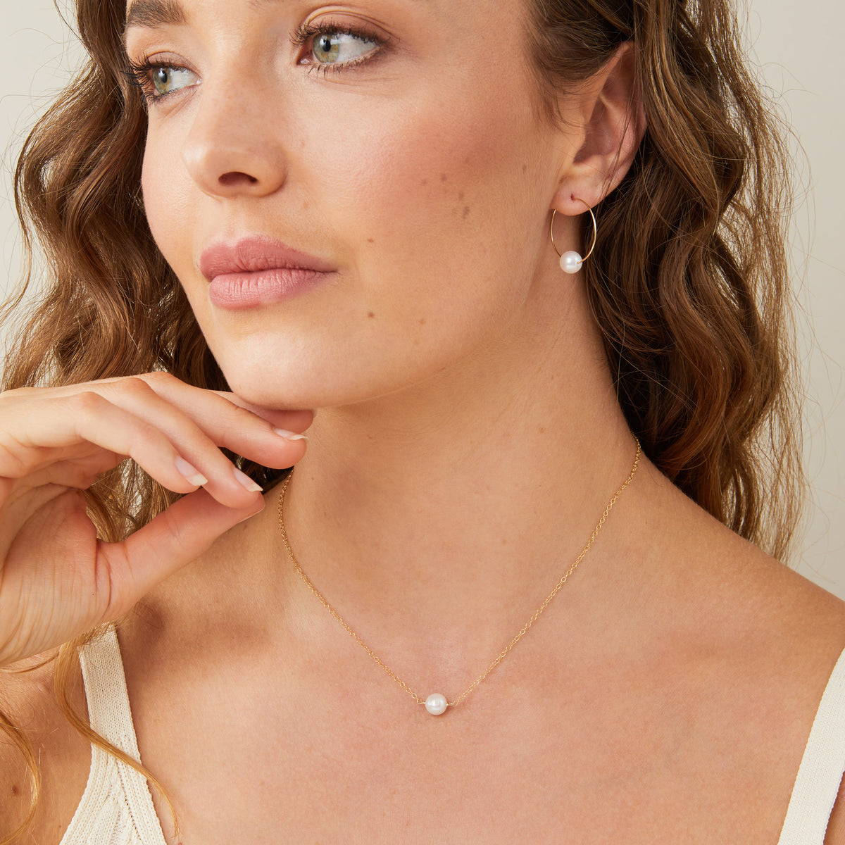 Mia Bridal Hoop and Pearl Earrings