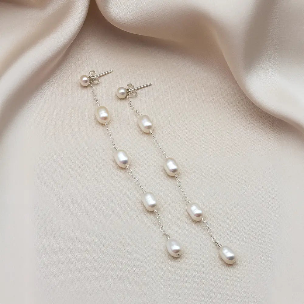 Emilie Long Pearl Earrings