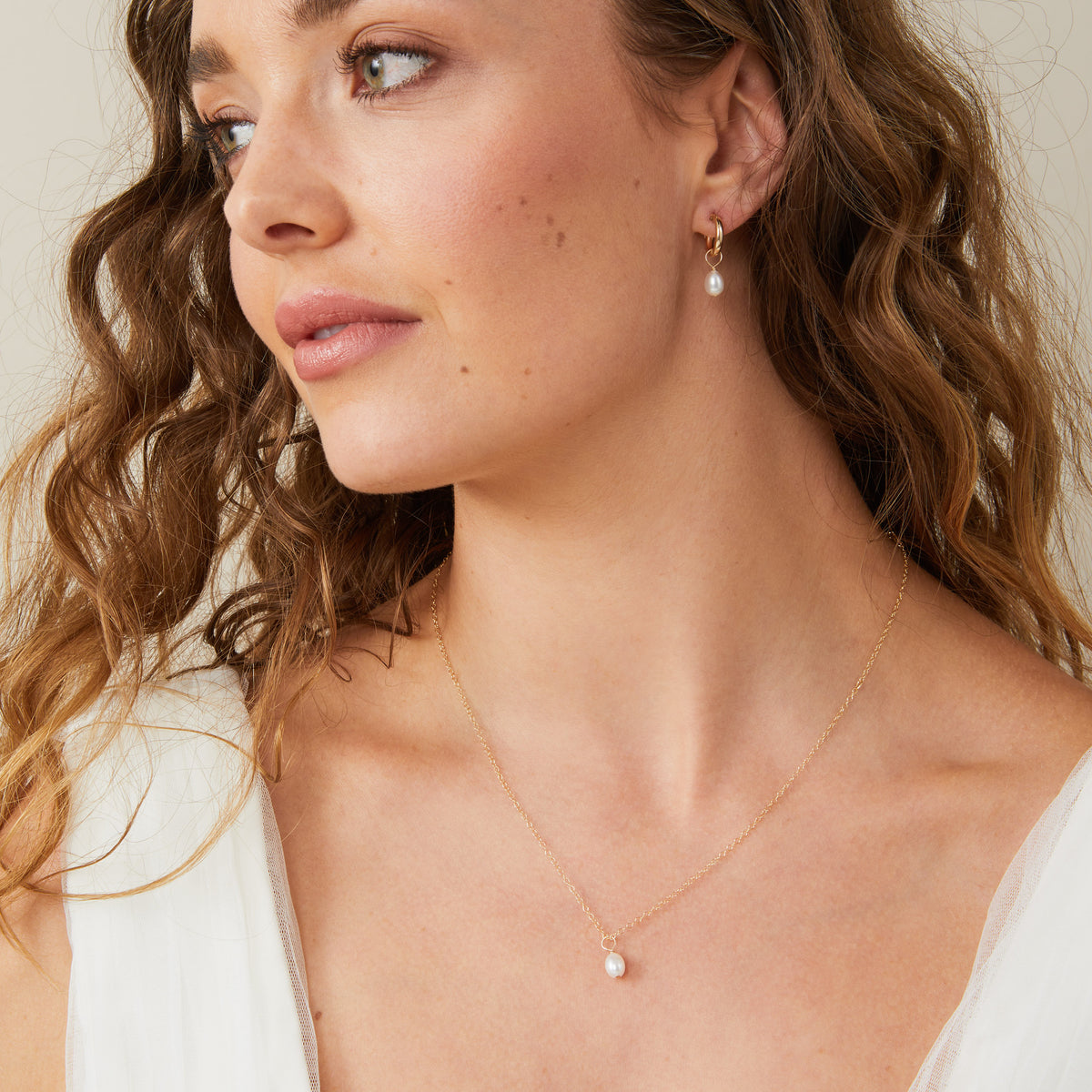 9ct Solid Gold Mini Florence Small Pearl Pendant Necklace