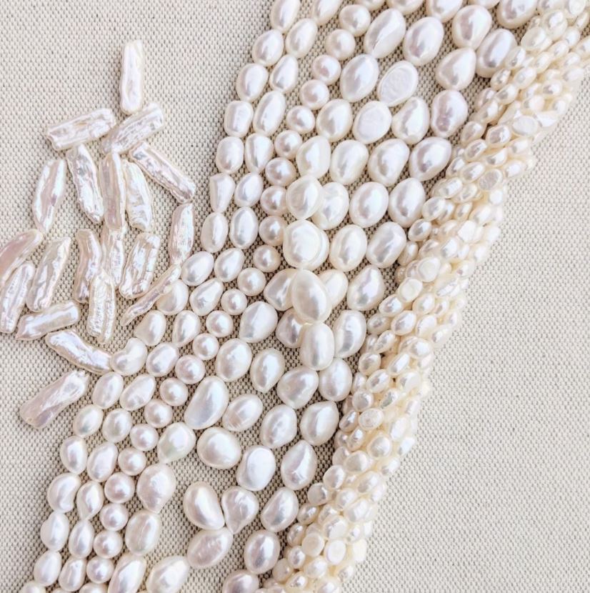 Strands of irregular shaped freshwater baroque pearls