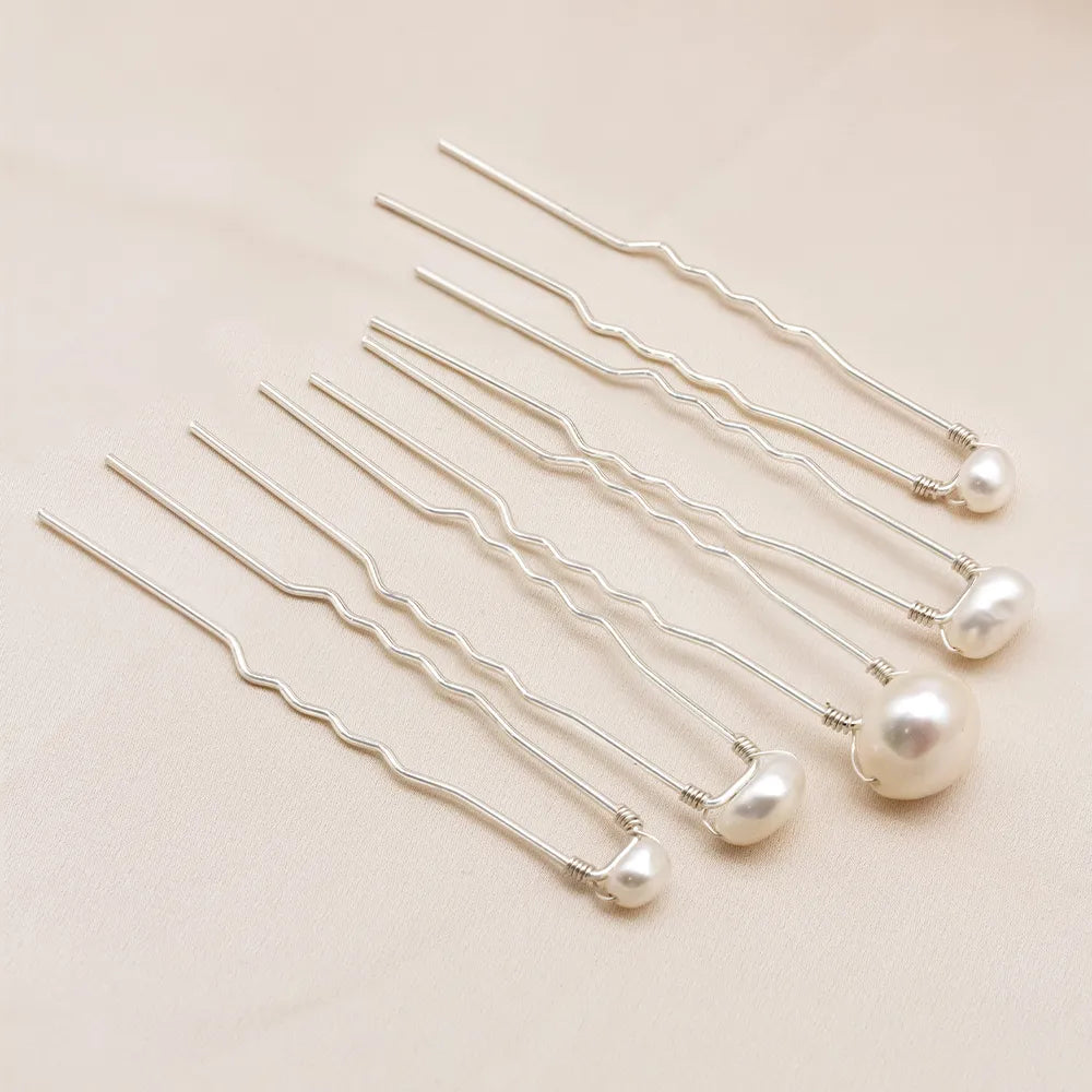 Mixed Size Freshwater Pearl Hair Pin Sets