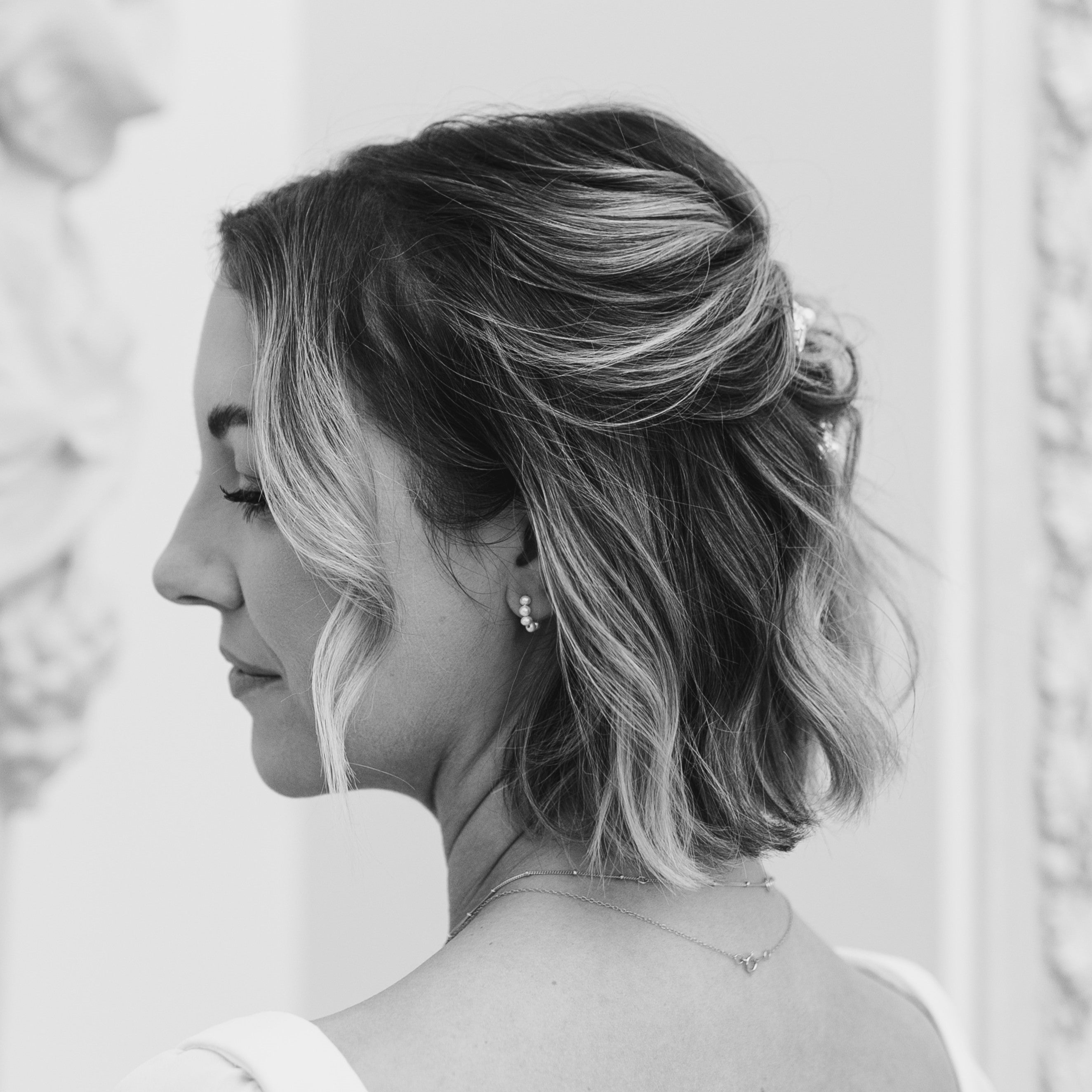 Celia Pearl on Hoop Bridal Earrings