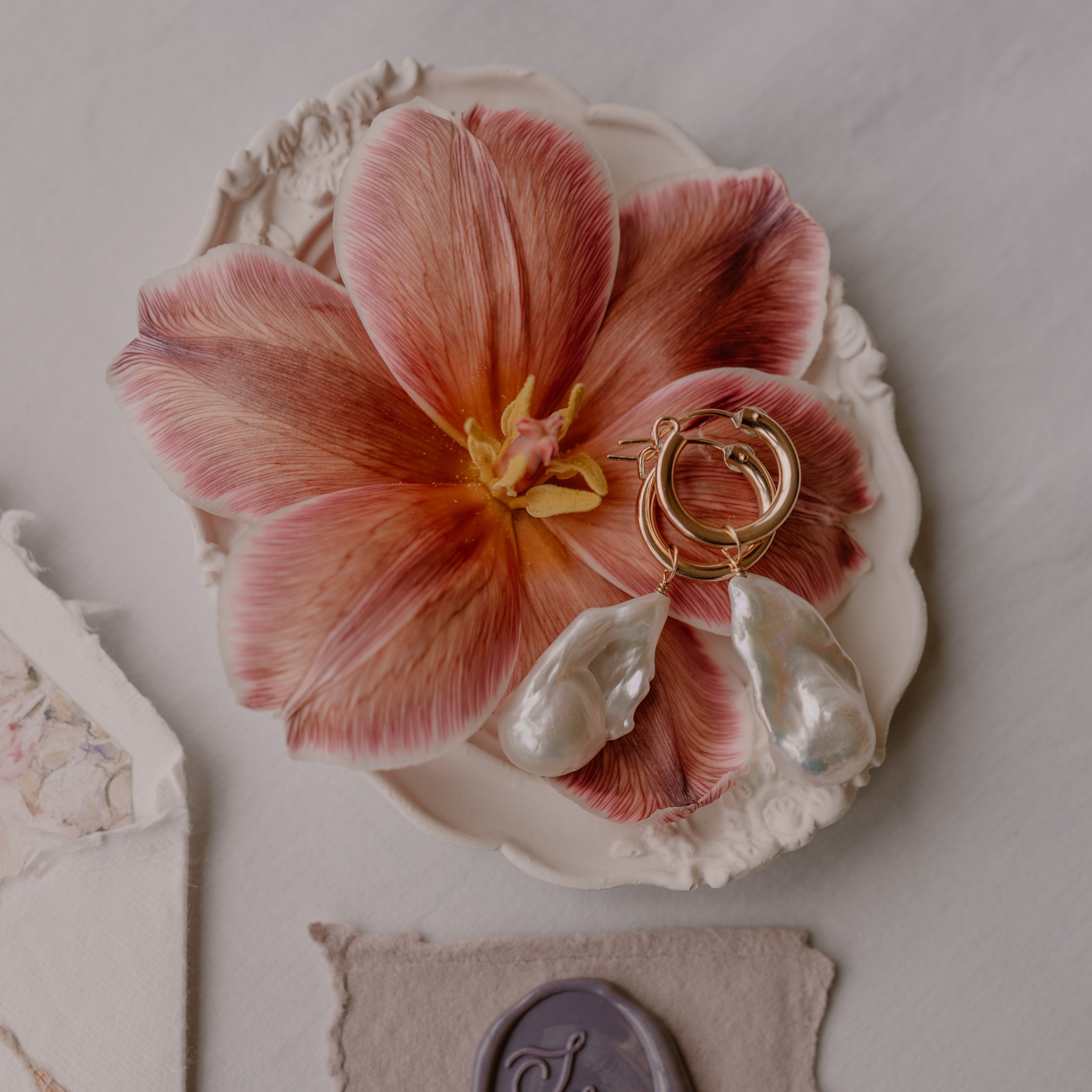 Daphne Large Drop Pearl Bridal Earrings