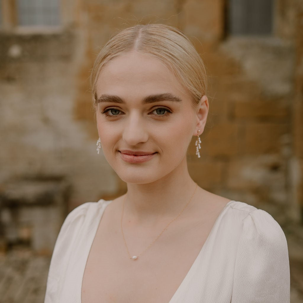 Delilah Small Bridal Pearl Cluster Earrings