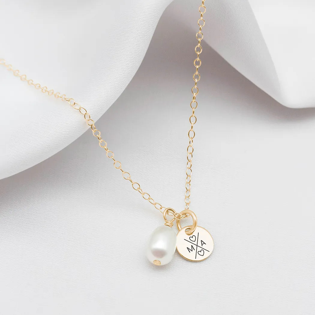 Personalised Pearl Double Initial Necklace