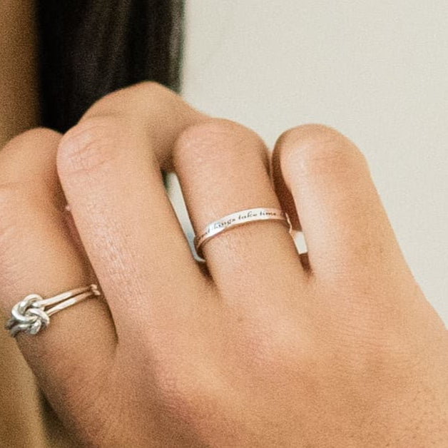 Dainty Engraved Sterling Silver Ring