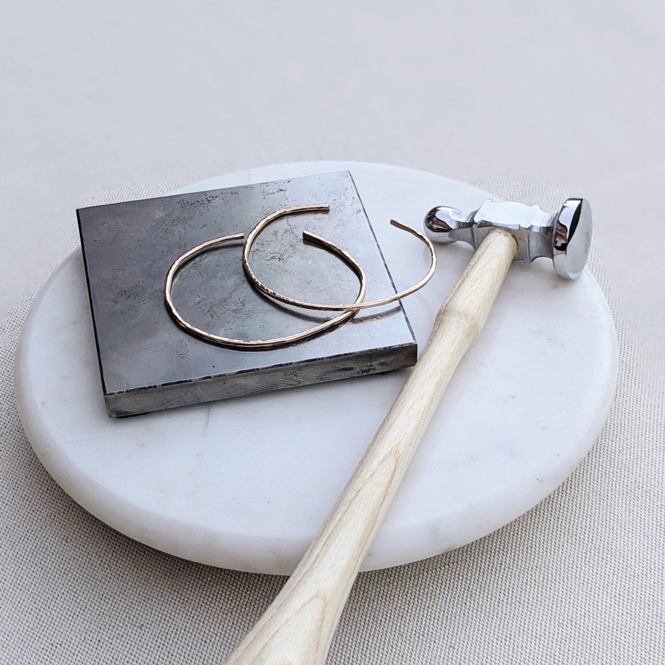 Hammered gold cuff bracelets handmade