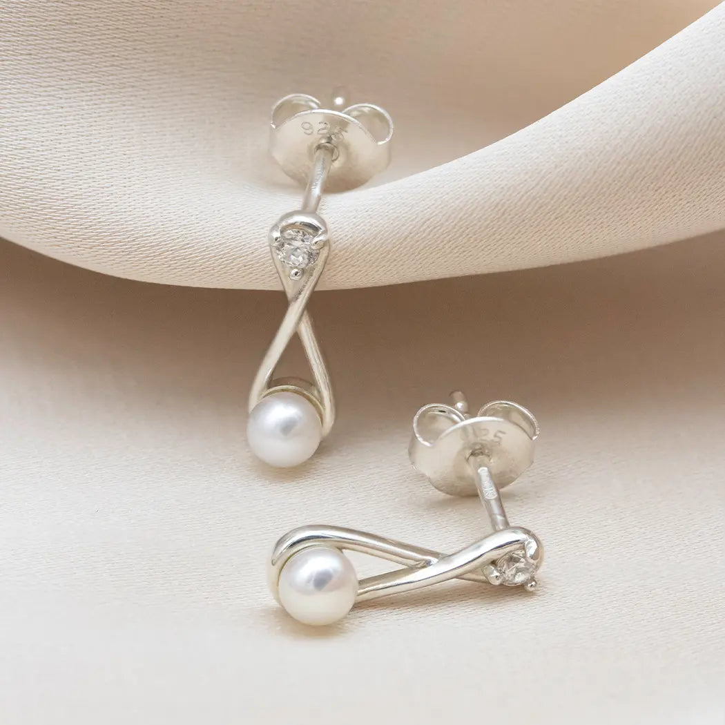 Infinity Pearl Drop Stud