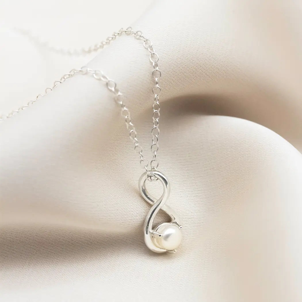 Infinity Pearl Drop Necklace
