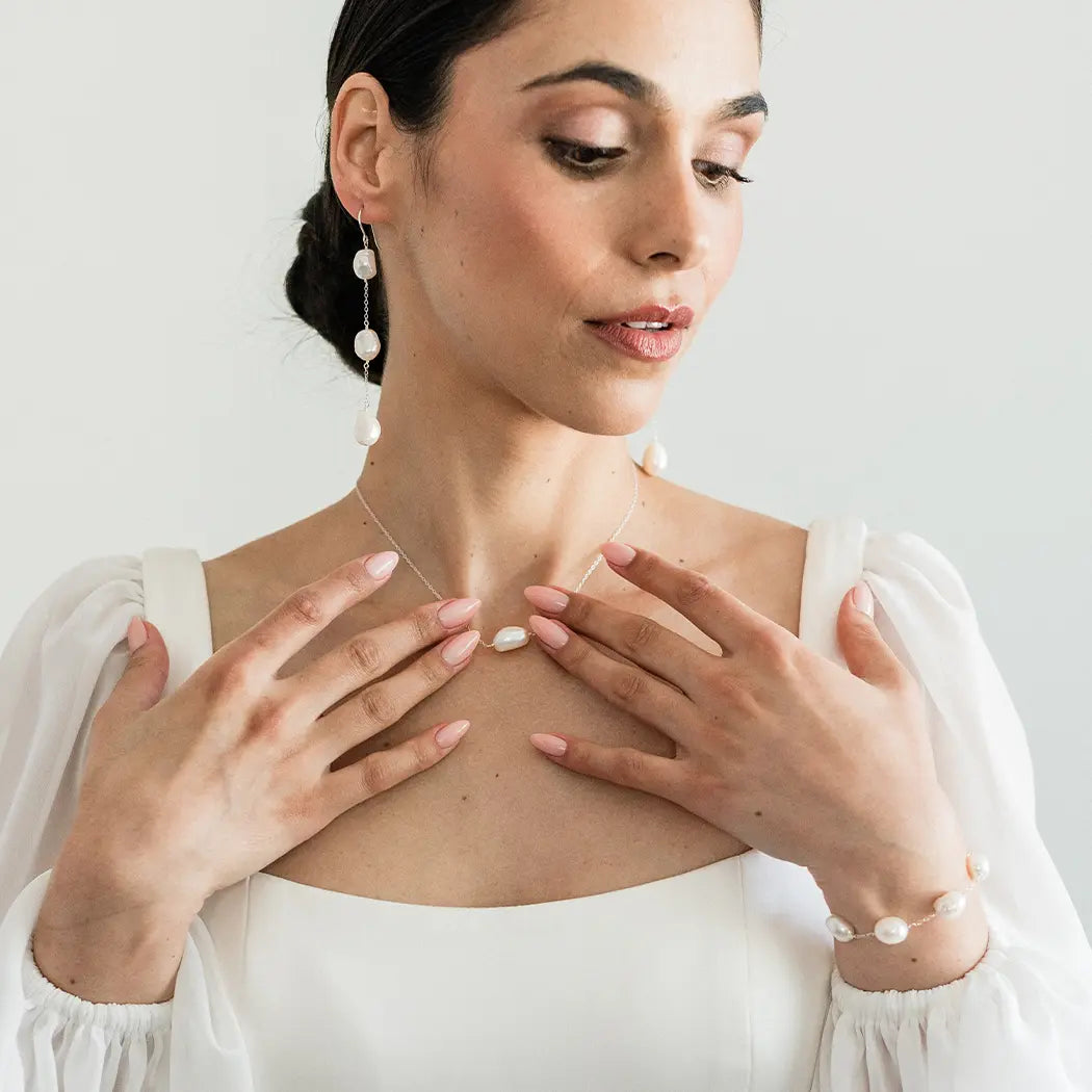 Large Baroque Pearl Bridal Jewellery Set - Savannah