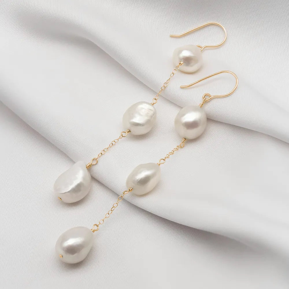 Savannah Long Pearl Earrings