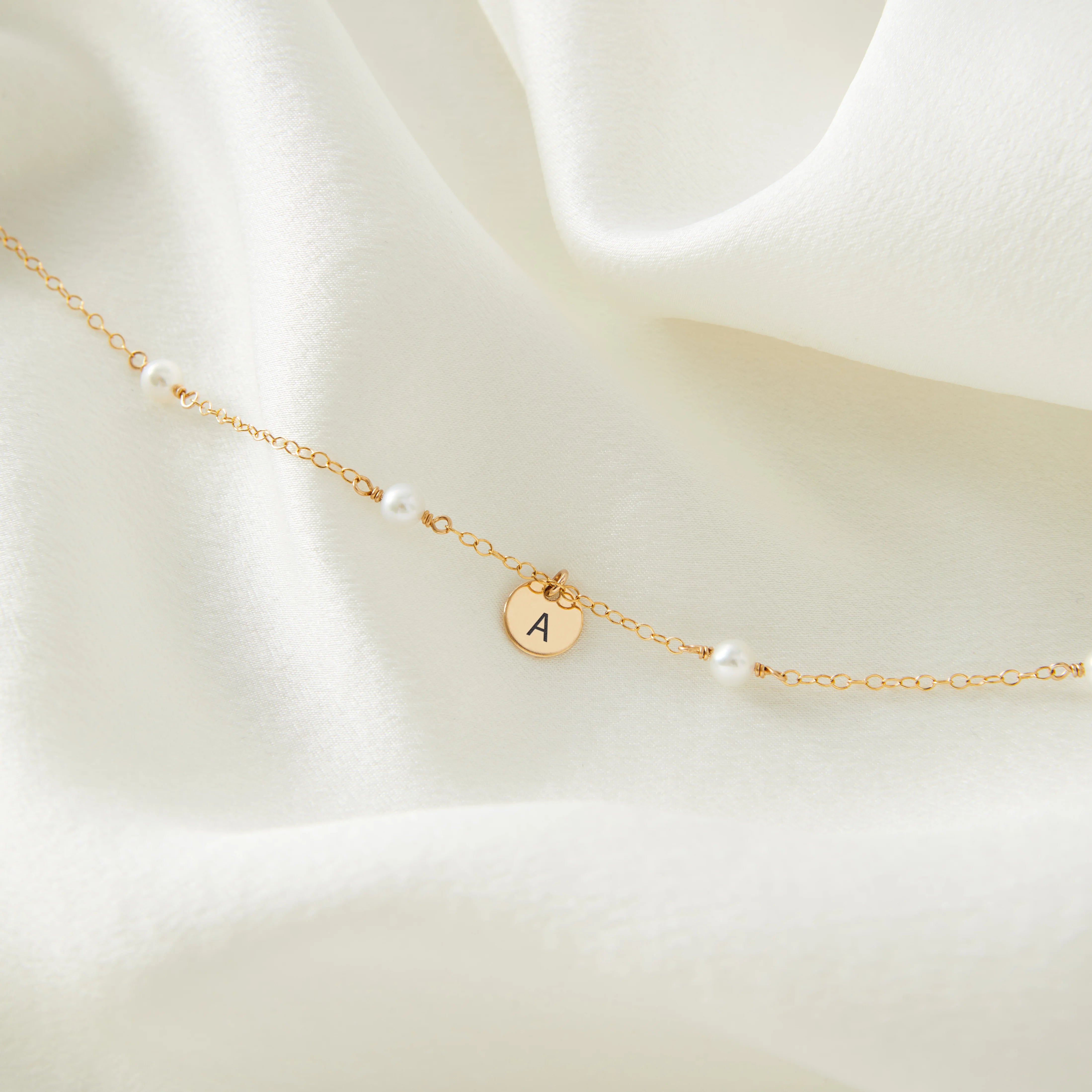 Personalised Initial Pearl Anklet - Orla
