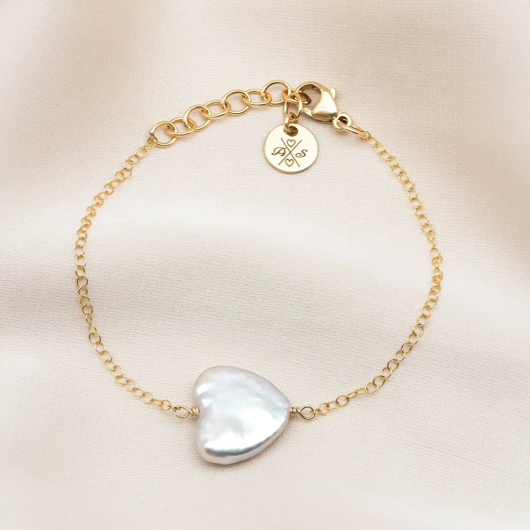Organic Pearl Heart Bracelet