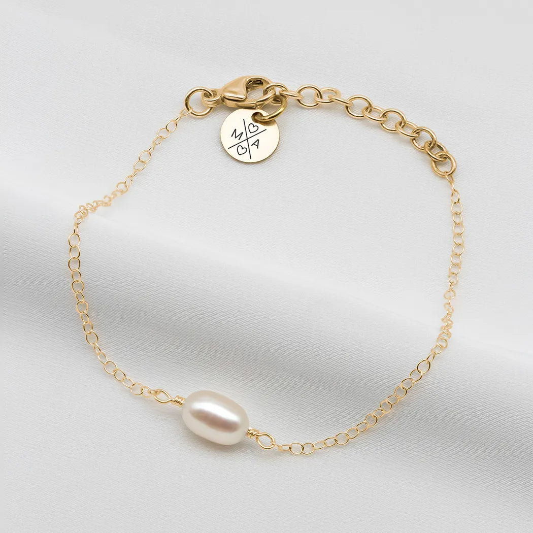 Personalised Double Initial Pearl Bracelet with 7mm Coin