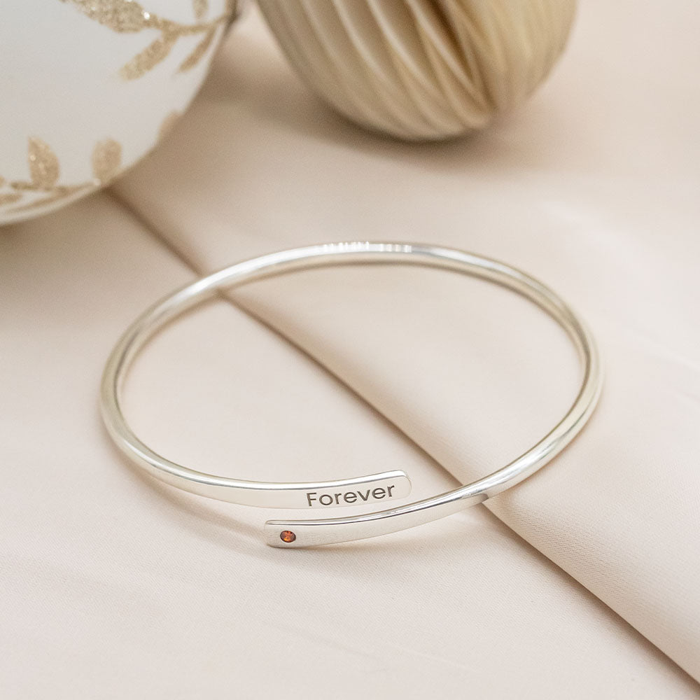 Personalised Bypass Bangle with Birthstone