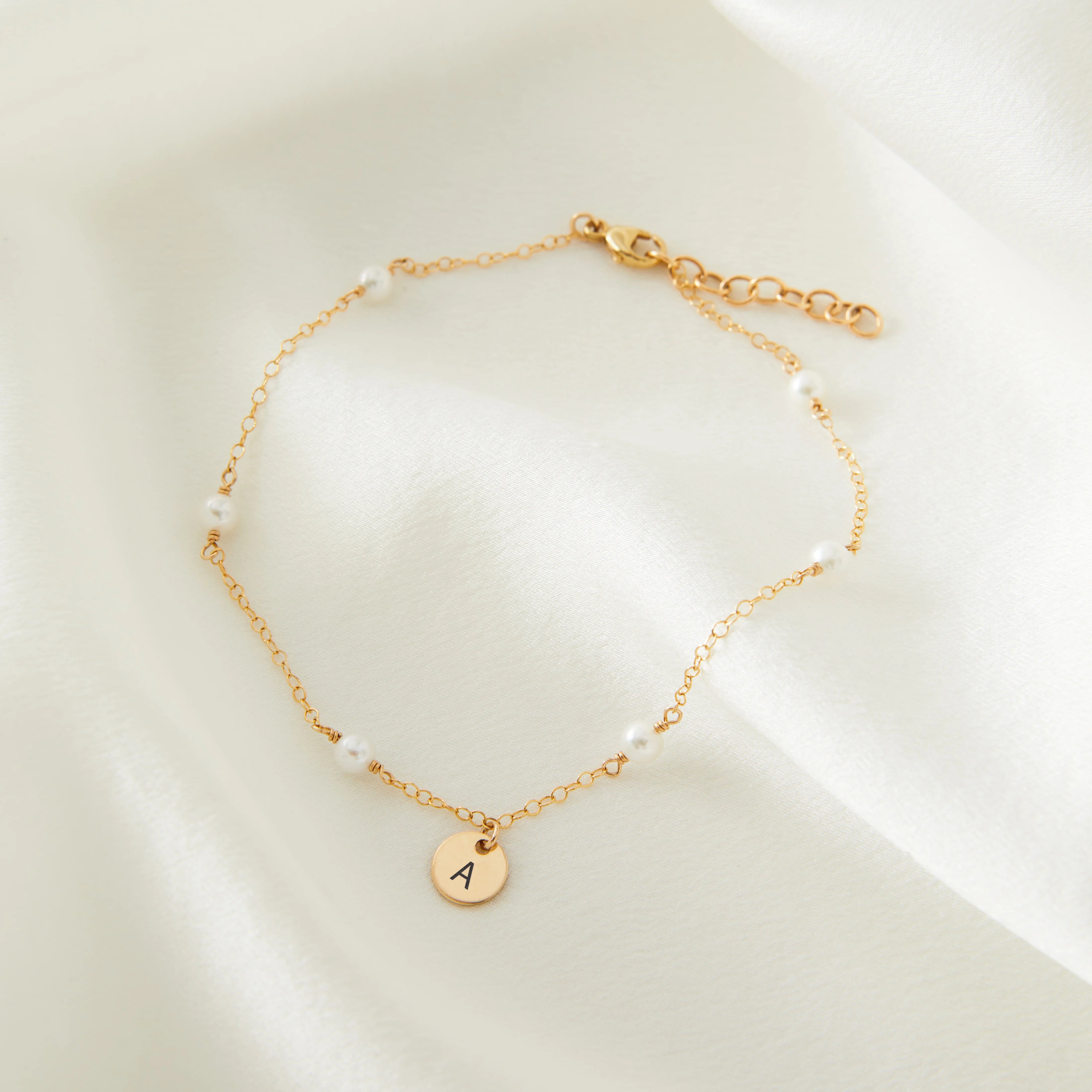 Personalised Initial Pearl Anklet - Orla