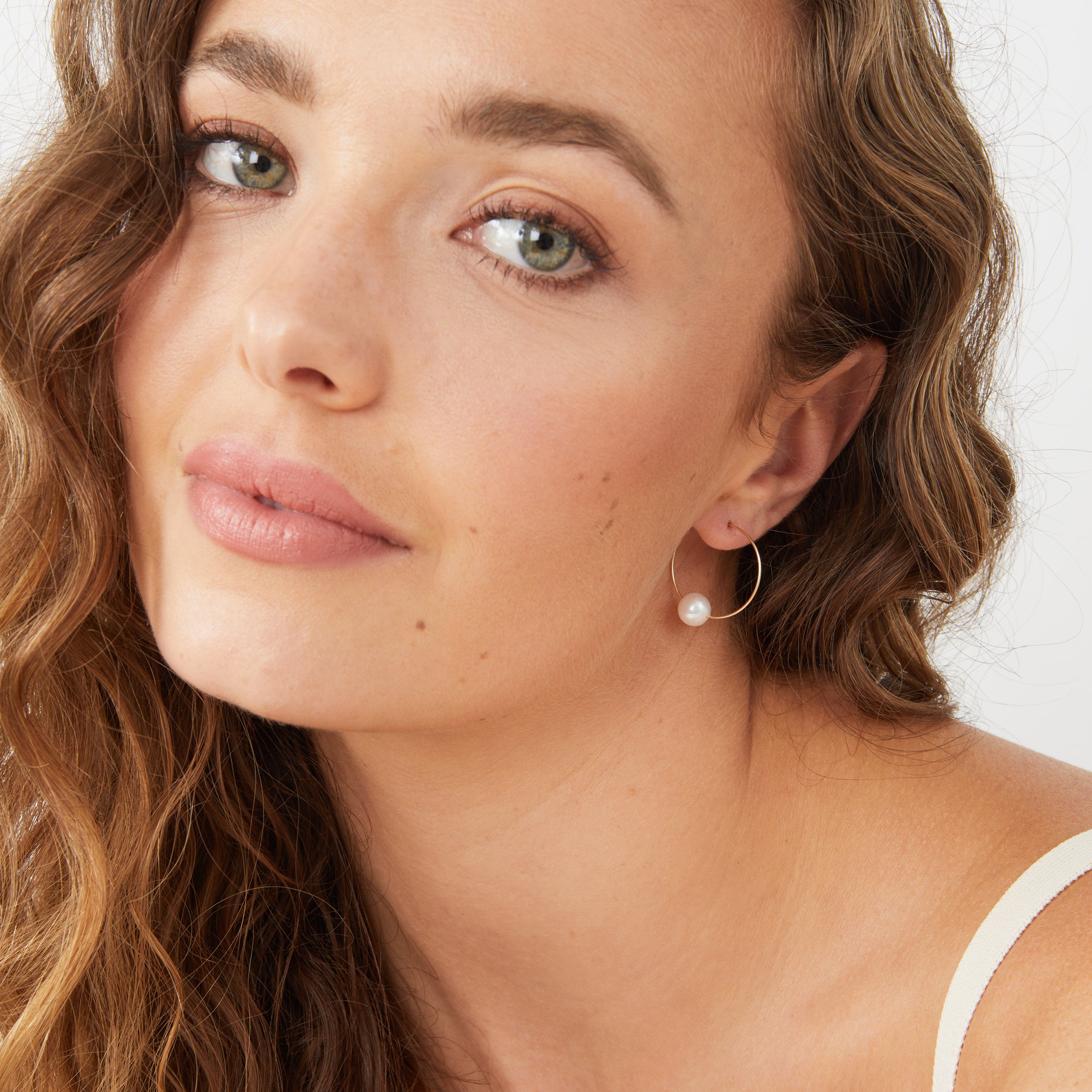 Mia Bridal Hoop and Pearl Earrings