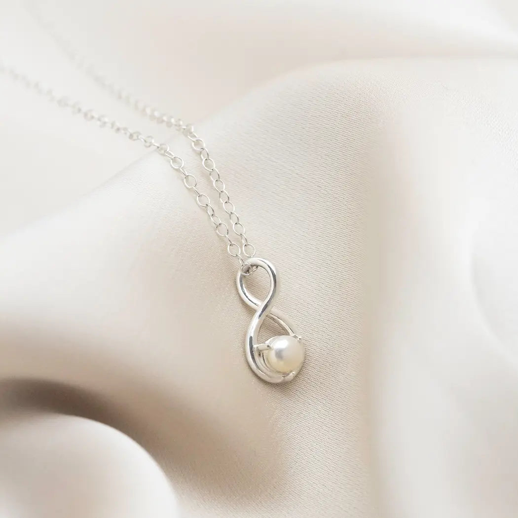 Infinity Pearl Drop Necklace