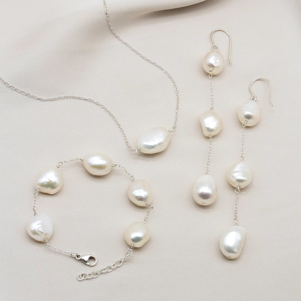 Large Baroque Pearl Bridal Jewellery Set - Savannah