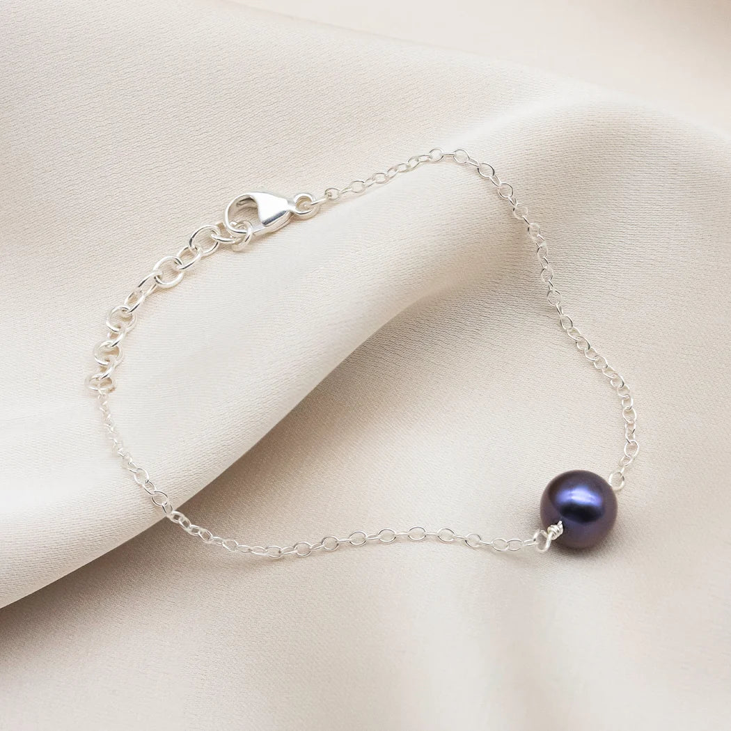 Single Round Black Pearl Bracelet - Amari