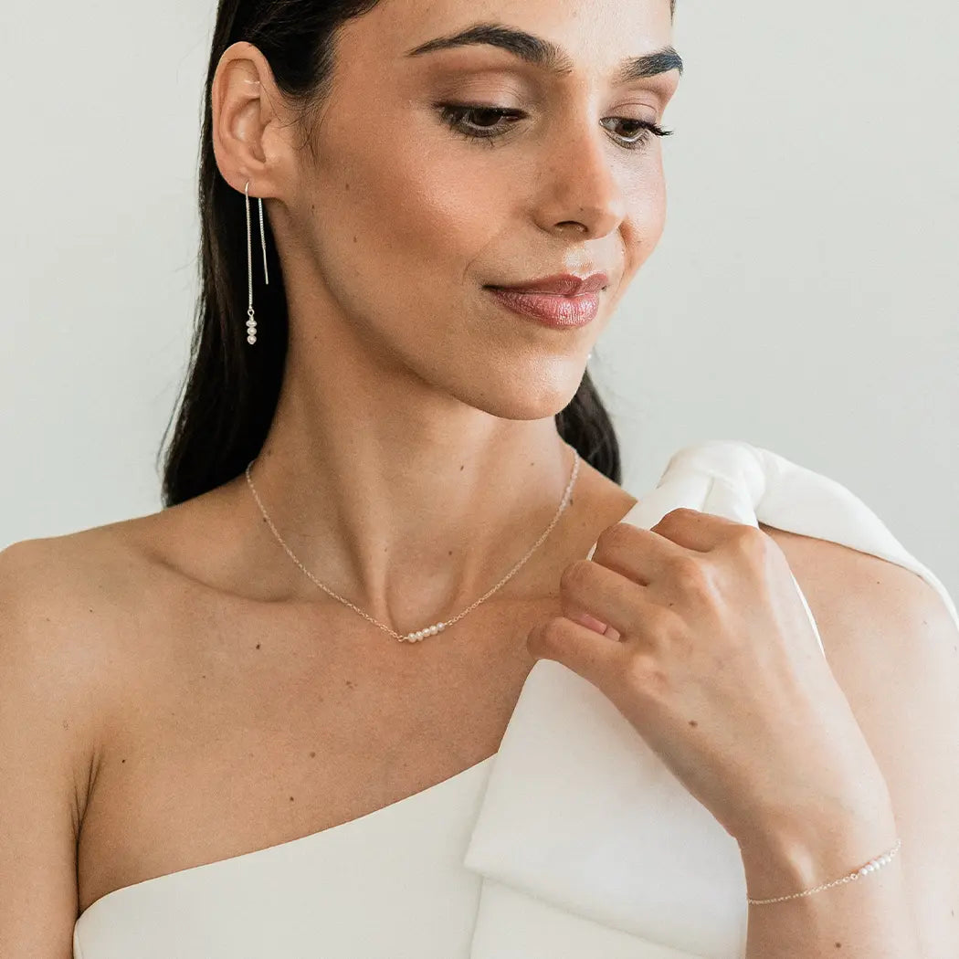 Tiny Pearl Bridal Jewellery Set - Mila