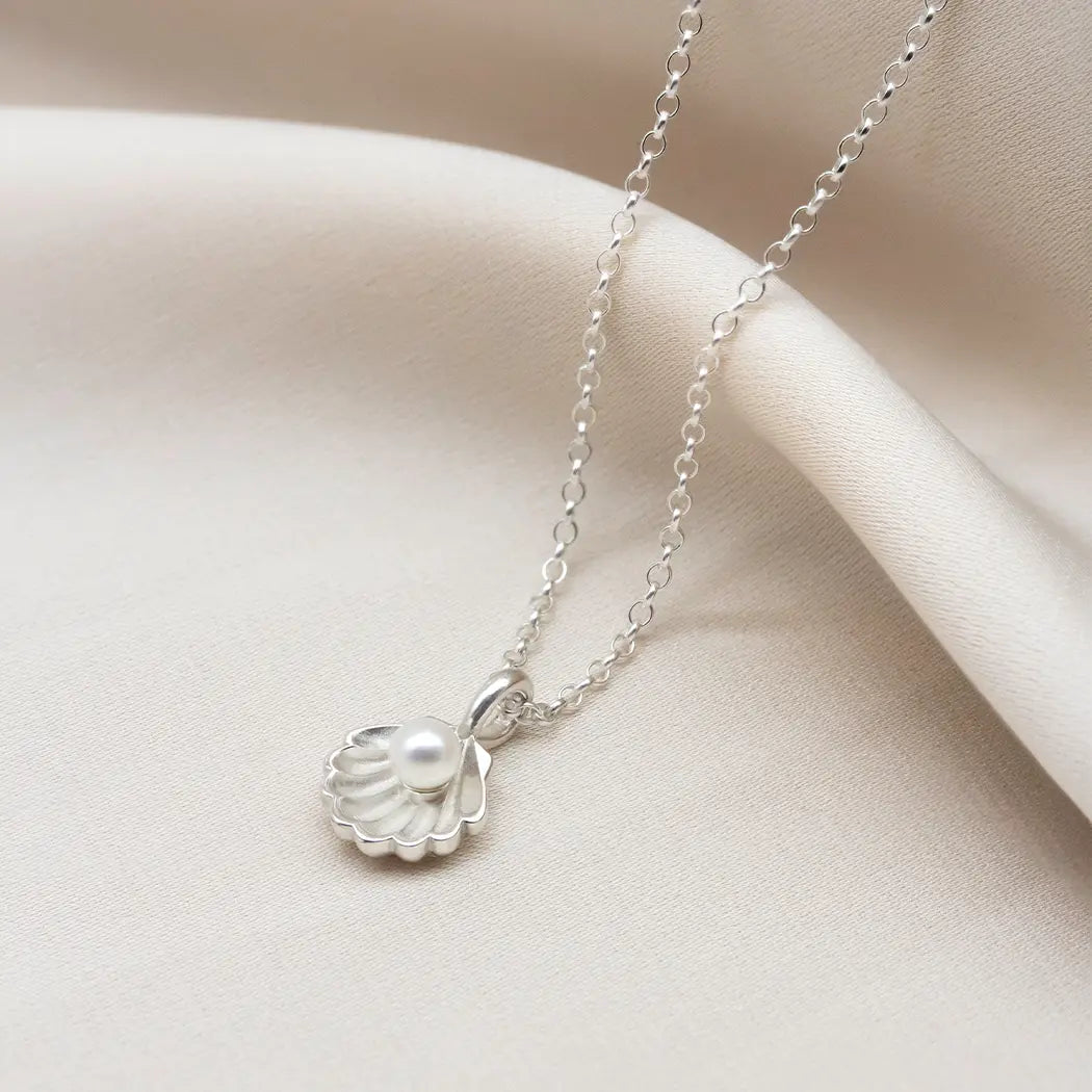 Shell and Pearl Charm Pendant Necklace