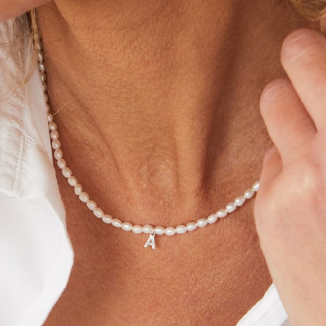 Single Initial Pearl Necklace
