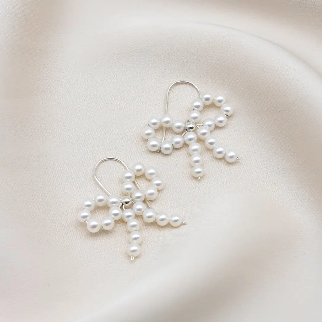 Large Pearl Wire Bow Earring