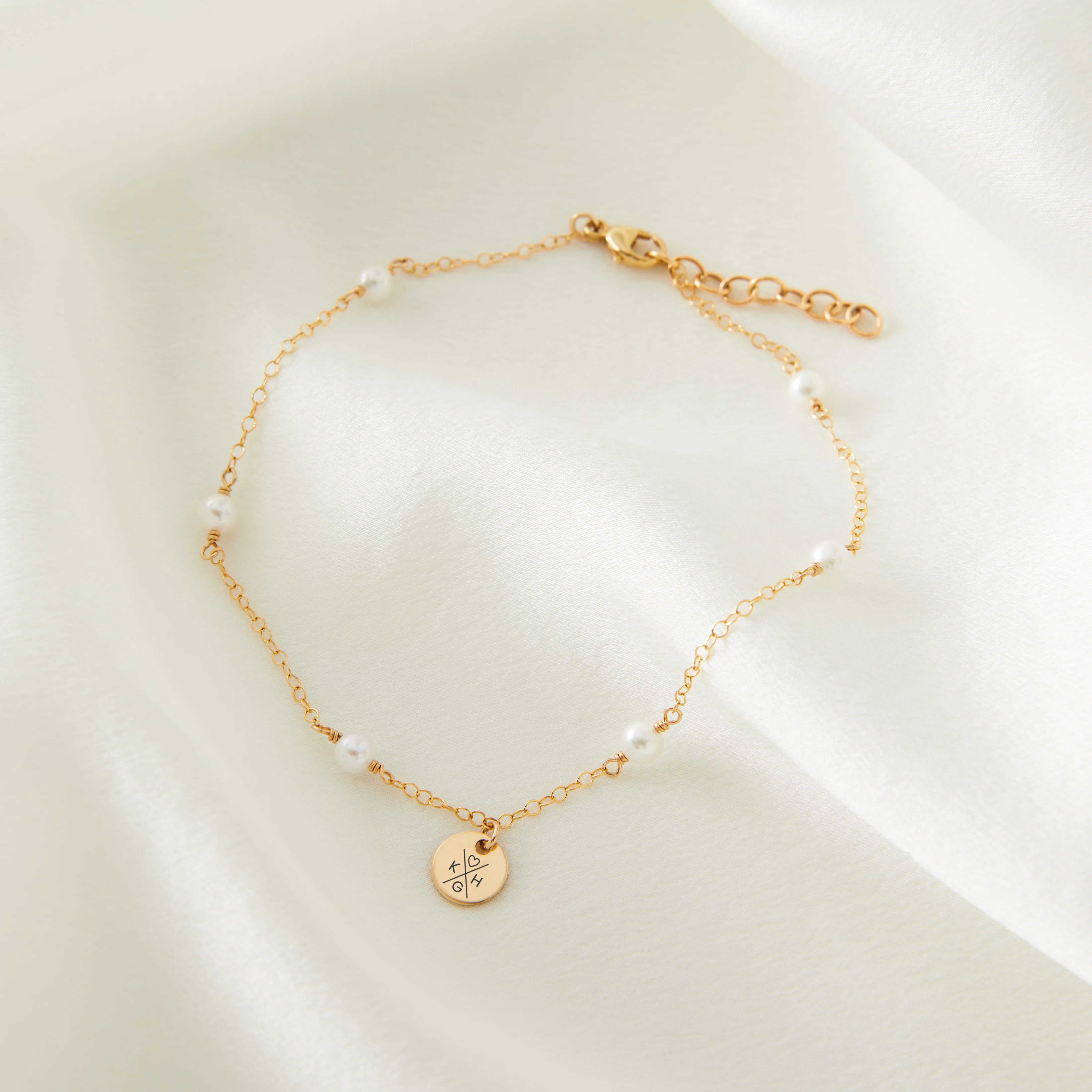 Personalised Double Initial Pearl Anklet - Orla