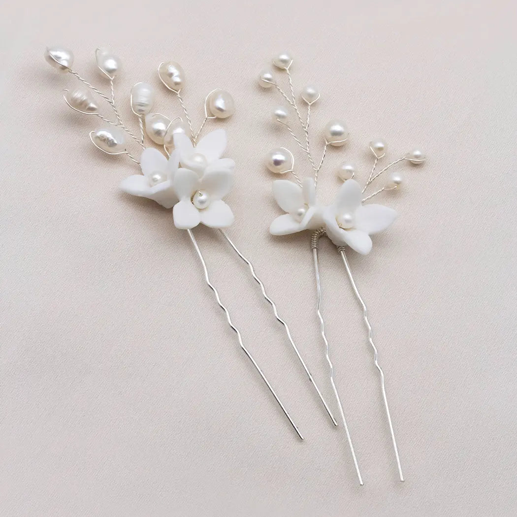 Bridal Mini Flower and Pearl Hair Pins