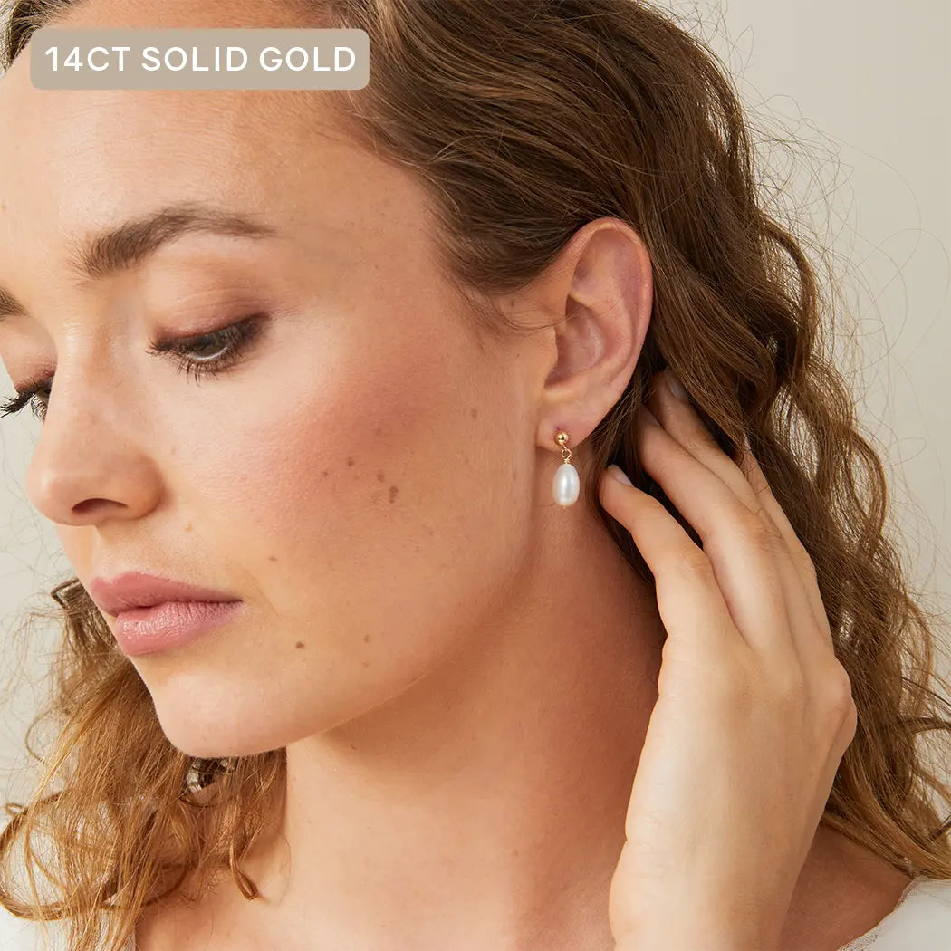 14ct Solid Gold Elodie Stud Drop Earrings