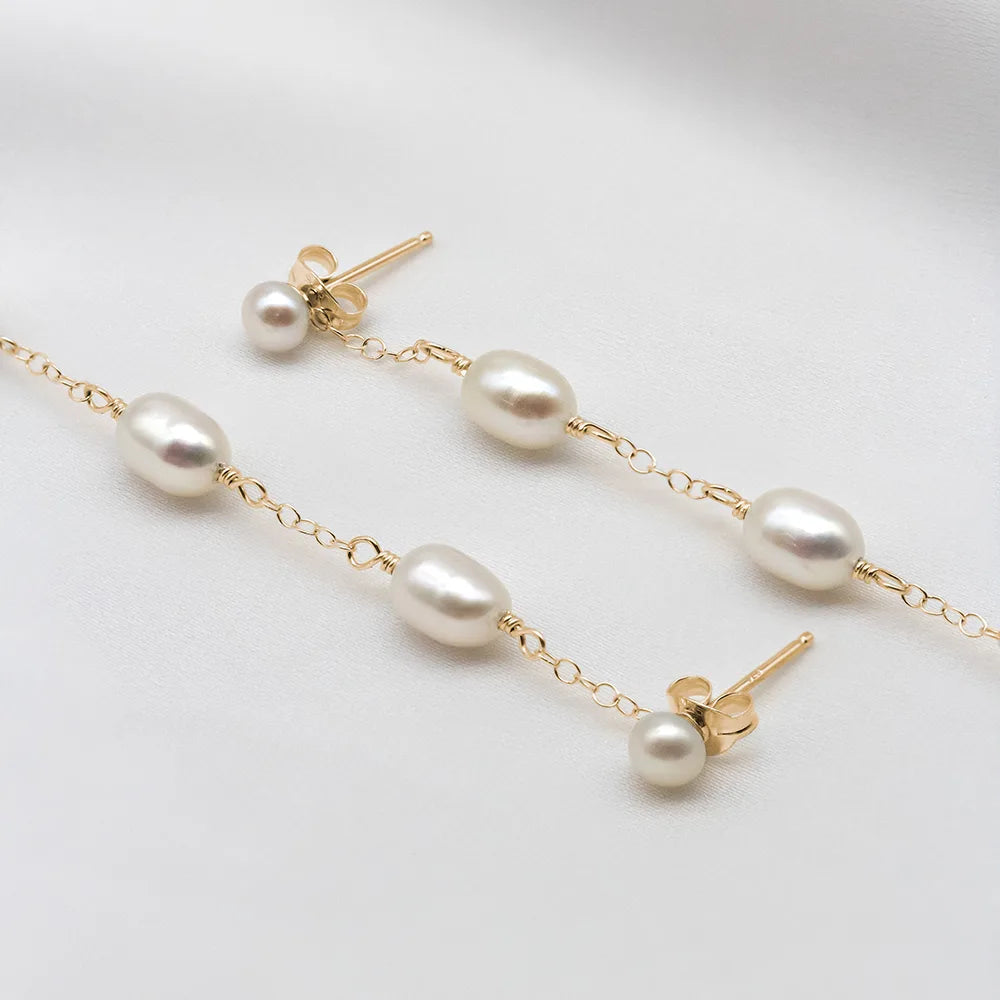 Emilie Long Pearl Earrings